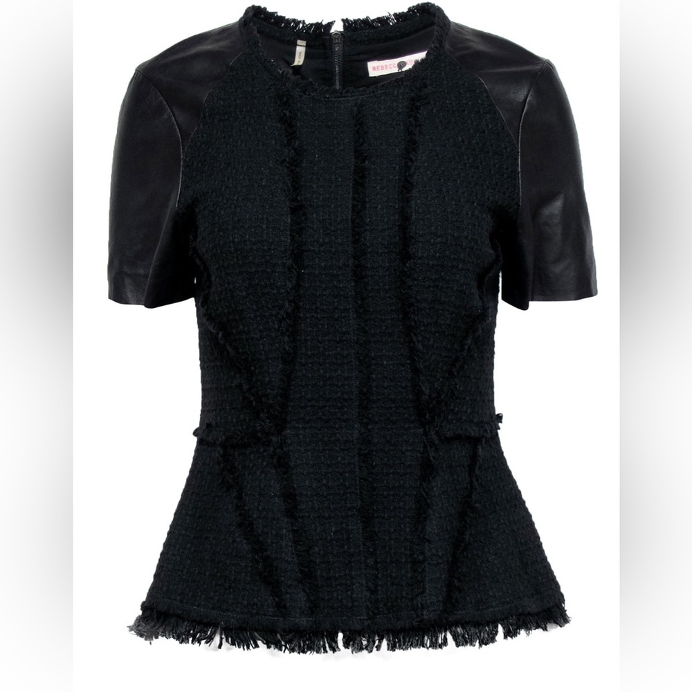 Rebecca Taylor leather and wool peplum top